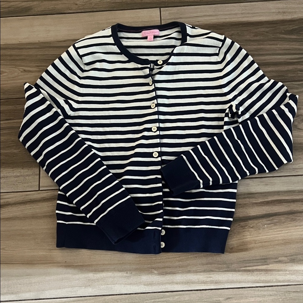 Lilly Pulitzer Navy and White Striped Cardigan